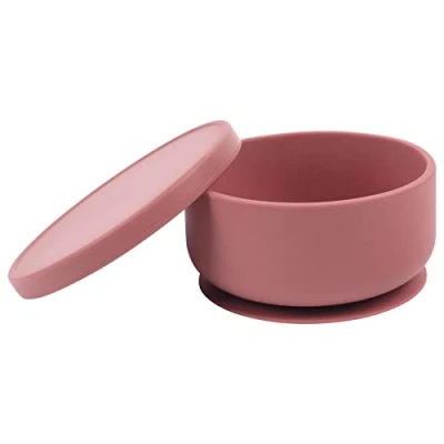 Image of Tiny Dining Baby Silicone Suction Bowl with Lid Dusty Rose