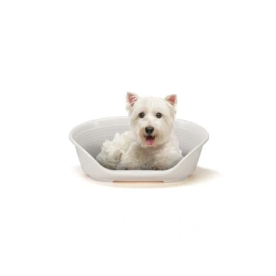 Image of FERPLAST Dog Bed &amp; Cat Plastic Small 100% Recycled Washable Basket Breathable Antislip Siesta Deluxe 54 x 35 h 21,5 CM, S , WHITE