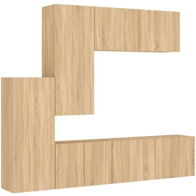 Image of vidaXL 5 Piece TV Wall Units Sonoma Oak Engineered Wood