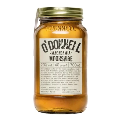 Image of O&#039;Donnell Moonshine Liqueur &quot;Macadamia&quot; 700ml Natural Ingredients Vegan Premium American Tradition 20% ABV 40 proof Gift Idea Mason Jar Naturally Flavoured