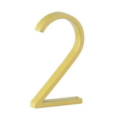 Image of HASWARE Floating House Number Sign: 5 inch Modern Door Signage Striking for Street Home Address Numerals (2, Golden)