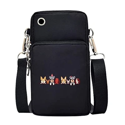 Image of FINDING CASE Cartoon Printed Women Girls men Zipper Waterproof Nylon 3 Layers Crossbody Bags Wallet Cellphone Purse Shoulder Bag Wristlet Handbags Adjustable Strap (Cute Animals)