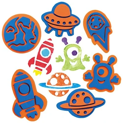 Image of Baker Ross AX160 Solar System Foam Stampers Pack of 10, Stamp Set for Children, Ideal Kids Arts and Crafts Projects