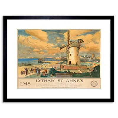 Image of Wee Blue Coo 9x7 &#039;&#039; TRAVEL LANCASHIRE LYTHAM ST ANNES WINDMILL FRAMED ART PRINT F97X1231