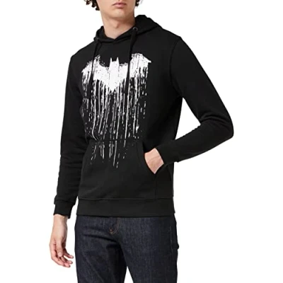 Image of DC Comics Men&#039;s Batman Paint Hoodie, Black (Black Blk), S UK
