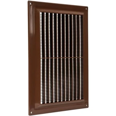 Image of 10&#039;&#039; x 7&#039;&#039; Inch / 250 170 mm Plastic Vent Cover Brown Rectangular Soffit Exhaust Ventilation Louver Air Inlet Grille Built in Screen Mesh HVAC Duct