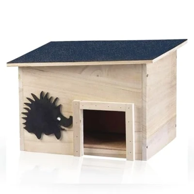Image of Wooden Hedgehog House with Removable Roof, Predator Proof Outdoor Habitat, Garden Wildlife Habitat Shelter House, Hibernation