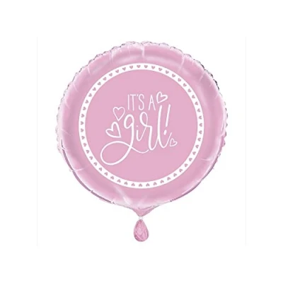 Image of Charming Pink Hearts Baby Shower Round Foil Balloon (45cm) Perfect Party Decor for Unforgettable Celebration 1 Pc