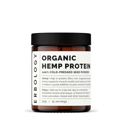 Image of 100% Organic Hemp Protein Powder 300g Cold Pressed from Seeds High in Vitamin D and Minerals Straight Farm Raw, Vegan Gluten Free Non GMO Recyclable Glass Jar