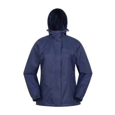 Image of Mountain Warehouse Torrent Womens Waterproof Jacket Ladies Raincoat, Lightweight Coat, Fully Taped Seams, 2 Zipped Pockets Cagoule For Travelling, Camping, Outdoors Navy Women&#039;s Size 20