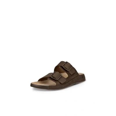 Image of ECCO Men&#039;s Cozmo Two Band Buckle Slide Sandal, Nutmeg Brown Nubuck, 5/5.5 UK