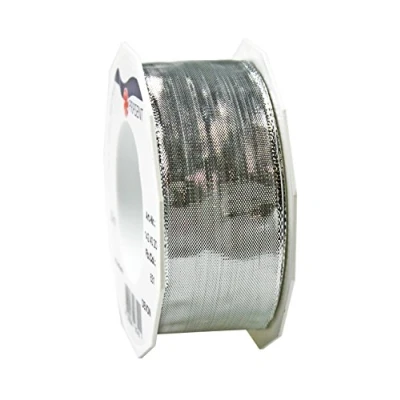 Image of Präsent Devon Wired Ribbon Silver 20 m Roll 40 mm width