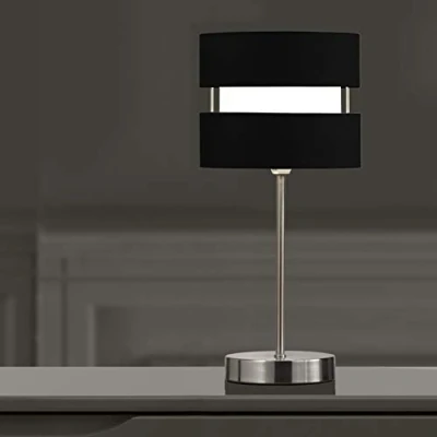 Image of K LIVING Table Lamp with Layer Fabric Light Shade Black, Yellow Ochre and Grey
