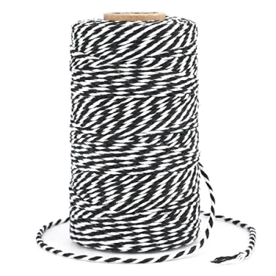 Image of G2PLUS 100M Black and White Craft Bakers Twine 2mm Garden Thread Durable Tags Tie Labels String Spool for DIY Crafts Handmade Arts (Black White)
