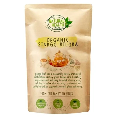 Image of Organic Ginkgo Biloba Tea Bags 50 Pyramid Bag Pack By The Natural Health Market