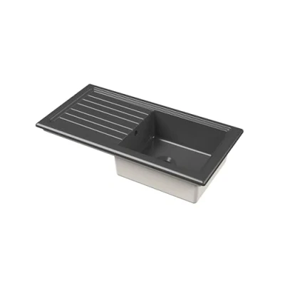 Image of Balterley Fireclay Ceramic Single Bowl Kitchen Sink &amp; Grooved Drainer 1010mm Soft Black