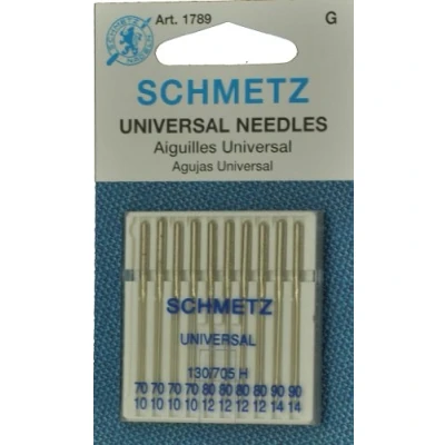 Image of Schmetz Sewing Machine Needles Universal (Regular) Assorted, Pack of 10, Sizes 70/10, 80/12 &amp; 90/14