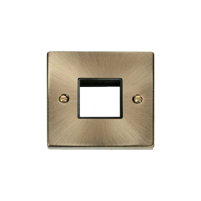Image of Click Deco 1 Gang MiniGrid Twin Aperture Unfurnished Plate Antique Brass Black Inserts