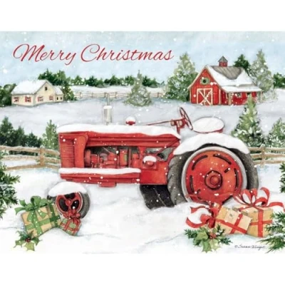 Image of LANG Snowy Tractor Boxed Christmas Cards (1004844)