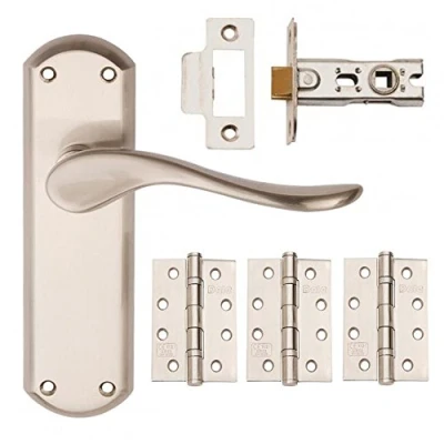 Image of Sigma Lever on Plate Internal Door Handle Pack Set (Latch/Privacy) Latch Satin Nickel