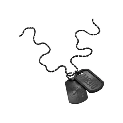 Image of Diesel Men&#039;s Font Black Stainless Steel Necklace, DX1554001