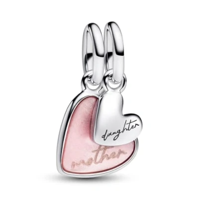 Image of Pandora Silver Mother and Daughter Hearts Splitable Charm