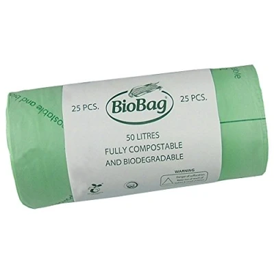 Image of 50 Litre x 25 BioBag Compostable Biodegradable Kitchen Food Waste Caddy Bin Liner Bags/Sacks (50L) Certified EN13432