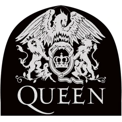 Image of Queen Mens Black Beanie Logo Official Hat Band Cap Crest