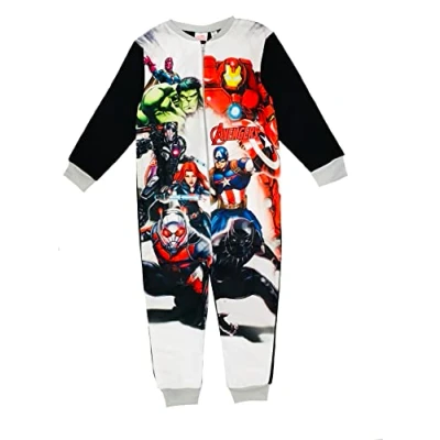 Image of Marvel Avengers Onesie for Kids, Children’s Characters, Iron Man Captain America Hulk Black Widow Pyjama Boys, All in One Children PJ Jumpsuit Sleepwear Gift Boys (3 4 Years)