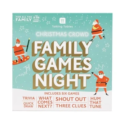 Image of Talking Tables Christmas Family Games Night, Six Games, After Dinner Party, Fun Travel for Kids, Card Adults, Present, Board Game, Gift, Secret Santa, Age 9+