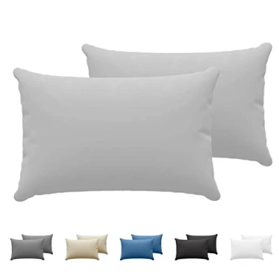 Image of Dreamzie Pillowcases (Set Of 2) Grey For Pillows 50 x 70 cm 100% Cotton Jersey Pillowcase Pillow Cover Bed Protector Resistant and Hypoallergenic