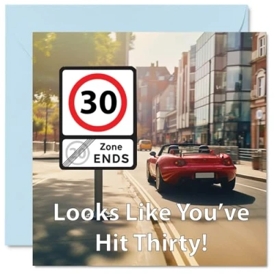 Image of Funny 30th Birthday Cards for Men Woman You&#039;ve Hit Thirty Happy Card Brother Sister Son Daughter Friend Colleague Uncle Auntie, 145mm x Joke Banter Bday Greeting