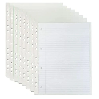 Image of 50 A4 Plastic Value Punched Punch Pockets 10 15 Sheets 30 Micron for Folders Filing Wallets Sleeves