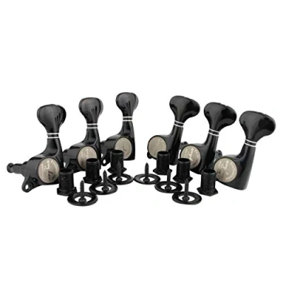Image of Guyker 6Pcs Guitar Machine Heads (6 Left Handed) 1:18 Ratio Sealed Tuning Key Pegs Tuners Set Replacement for ST Tele SG Style Electric, Folk or Acoustic Guitars Black