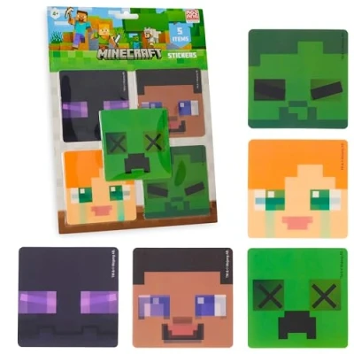 Image of Minecraft 3D Stickers for Kids, Pack of 5 Lenticular Motion Gifts Gamers