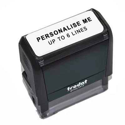 Image of Personalised Custom Office, Business and Teacher Stamp Allows Up to 6 Lines Impression Size 57 x 21 mm Black