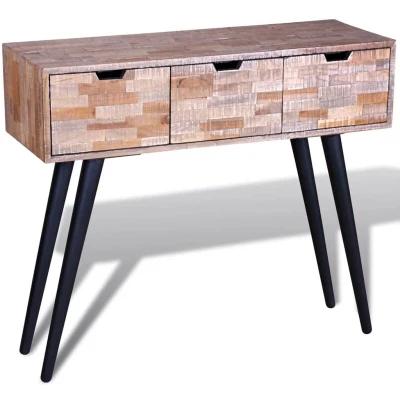 Image of vidaXL Console Table with 3 Drawers Reclaimed Teak Wood