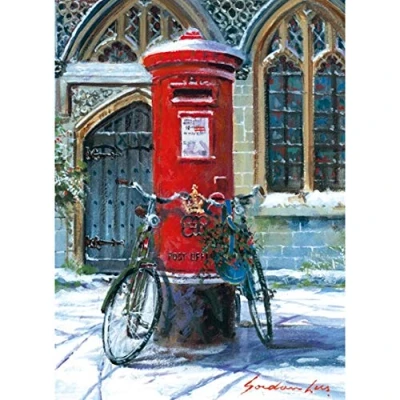 Image of Museums &amp; Galleries Pack of 8 Charity Christmas Cards (MG 288864 XAB) Stunning Artistic From Post Box and Bicycles in the Snow by Gordon Lees 1 Design