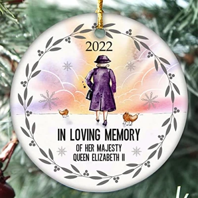Image of 2022 Queen Elizabeth II Bauble, The Memorial Ornament, Queen’s Platinum Jubilee, Commemorative Christmas, Remembering Her Majesty (Queen Corgi Heaven)