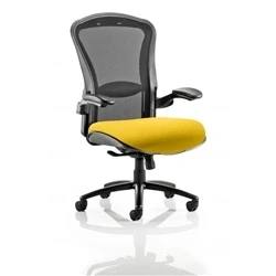 Image of Houston Heavy Duty Task Operator Chair Black Mesh Back Bespoke Seat In Senna Yellow