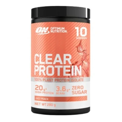 Image of Optimum Nutrition Clear Protein 100% Plant Isolate, Vegan and Sugar Free High Powder with BCAAs, made from Pea Muscle Support &amp; Repair, Juicy Peach, 10 servings, 280 g