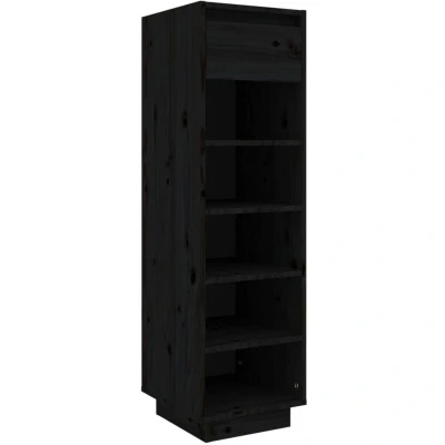 Image of vidaXL Shoe Cabinet Black 30x34x105 cm Solid Wood Pine