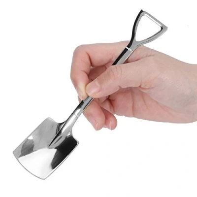 Image of Long Handle Spoon, Stainless Steel Latte Spoons, Ice Tea Iced Teaspoon for Mixing, Cocktail Stirring, Tea, Coffee, Milkshake, Cold Drink, Set of 5(Shovel Spoon)