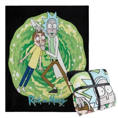 Image of Rick and Morty Fleece Blanket Super Soft Throw Bed Accessories 150 x 130 Sofa Blankets Gifts for Him (Green/Black)