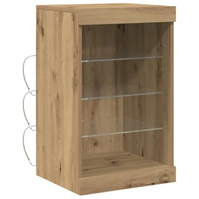 Image of vidaXL artisan oak buffet sideboard particle board/glass dining/living room furniture rectangular storage unit sleek modern design