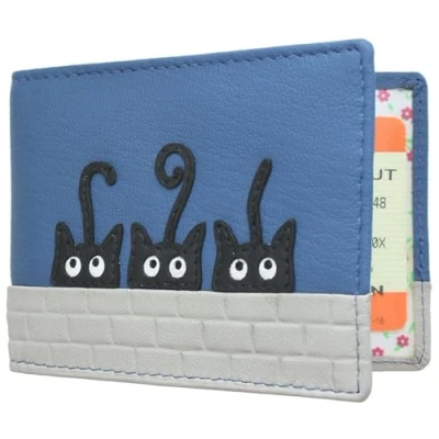 Image of Mala Leather Peek a Boo Cats Travel Card/Season Ticket Holder 693TC_01 Blue