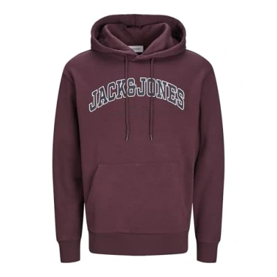 Image of JACK &amp; JONES Men&#039;s Jjecaleb Varsity Sweat Hood Noos Sweatshirt, Vineyard Wine, S