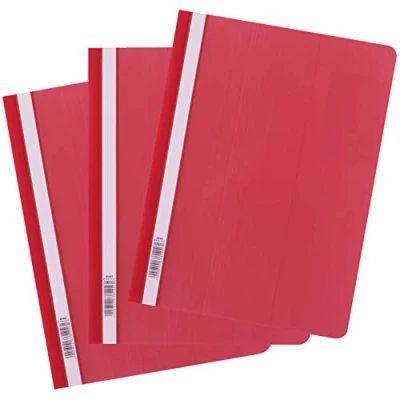 Image of D.RECT Pack of 25 A4 Plastic File folders with Transparent Front Cover, Folder Made Polypropylene Film, red