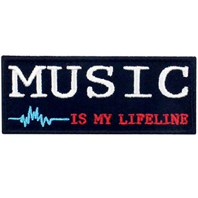 Image of Music is My Lifeline Embroidered Patch Tactical Morale Applique Fastener Hook &amp; Loop Emblem