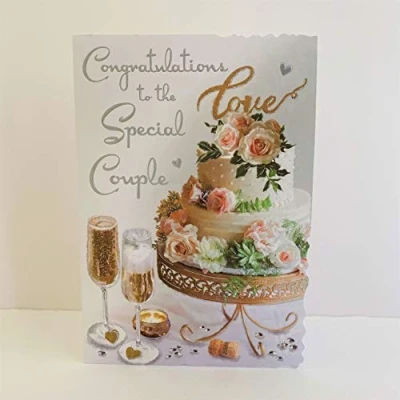 Image of Jonny Javelin Congratulations To The Special Couple Wedding Day Card Champagne Cake